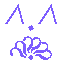 Ascii Art depicting a text face with carets for eyes, over a fan of question marks.